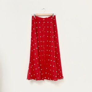 & Other Stories Red Dot Midi Skirt / S